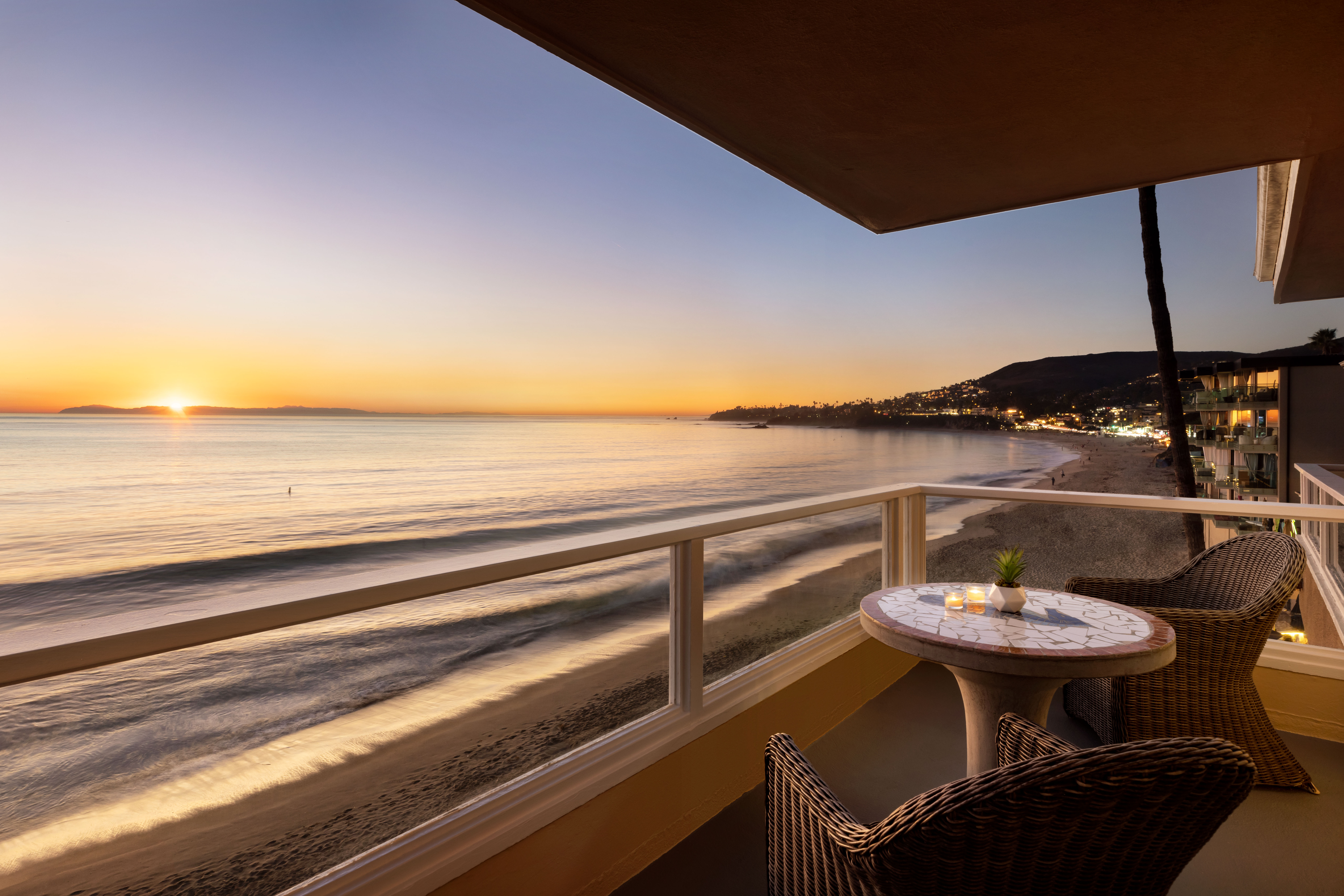 sunset beach surf view